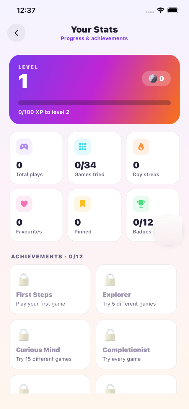 Game Collection stats, XP and achievements