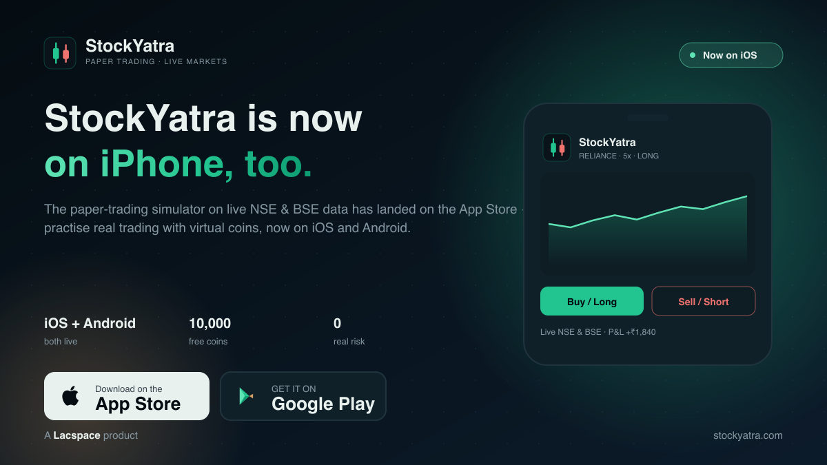 StockYatra is now on iPhone — paper trading on live NSE & BSE data